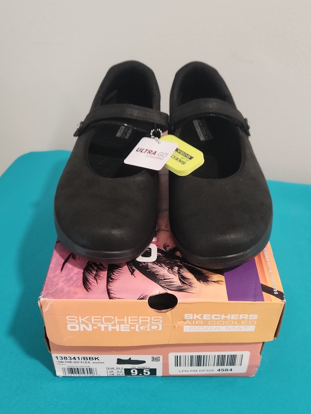 Skechers Women's Black Mary Jane with Hook-and-Loop Strap